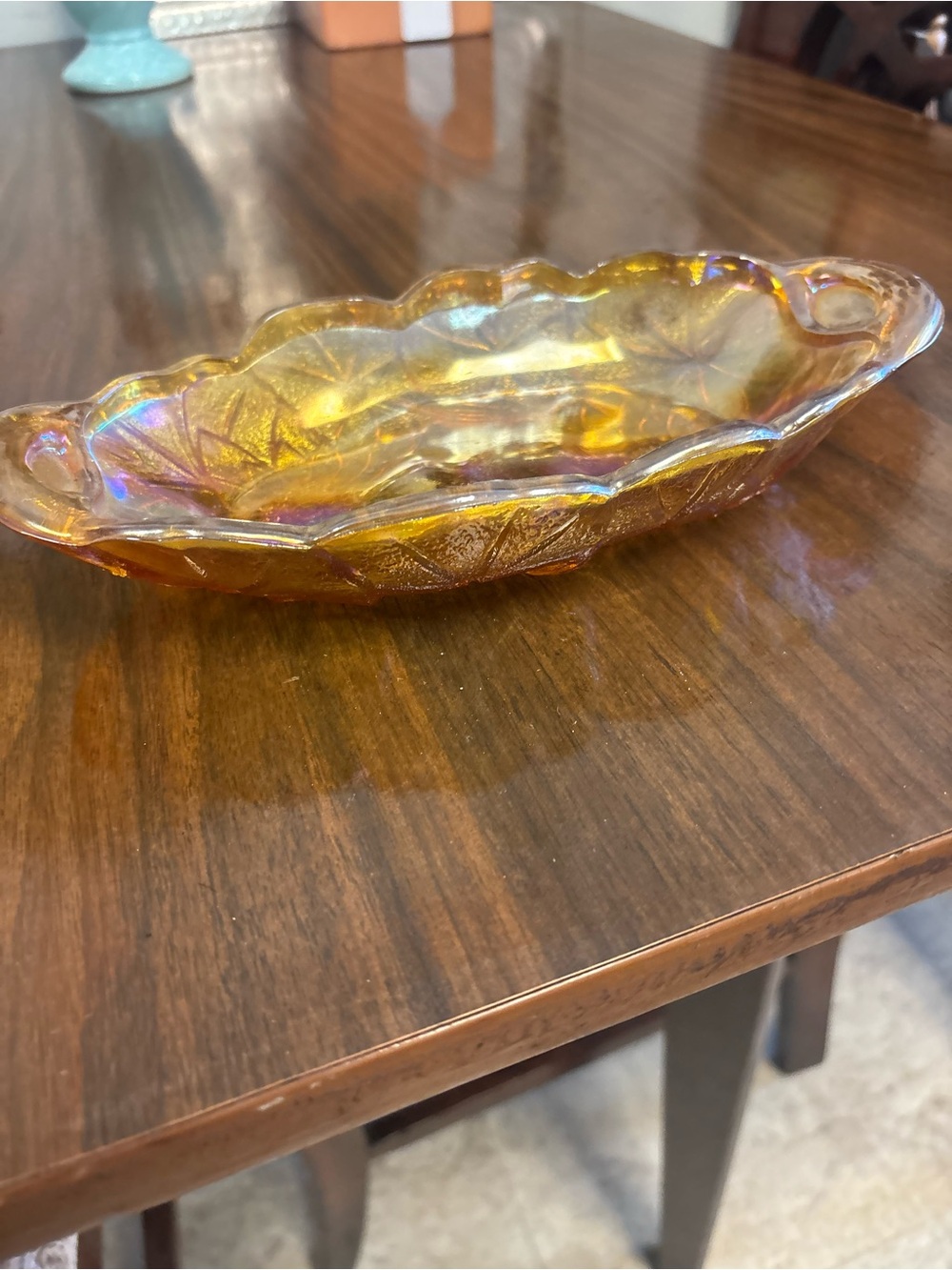 Vintage Carnival glass iridescent dish